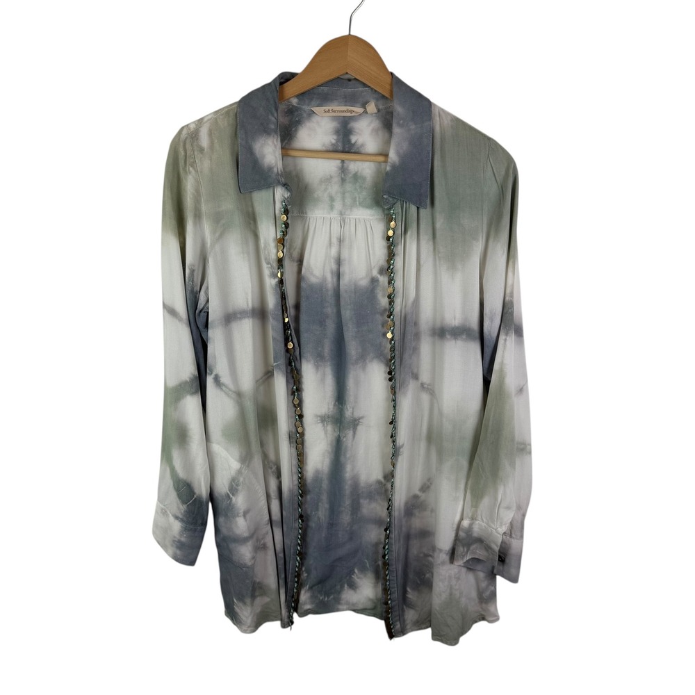 Soft Surroundings Embellished Open Front Tunic Cardigan Medium Boho Festival